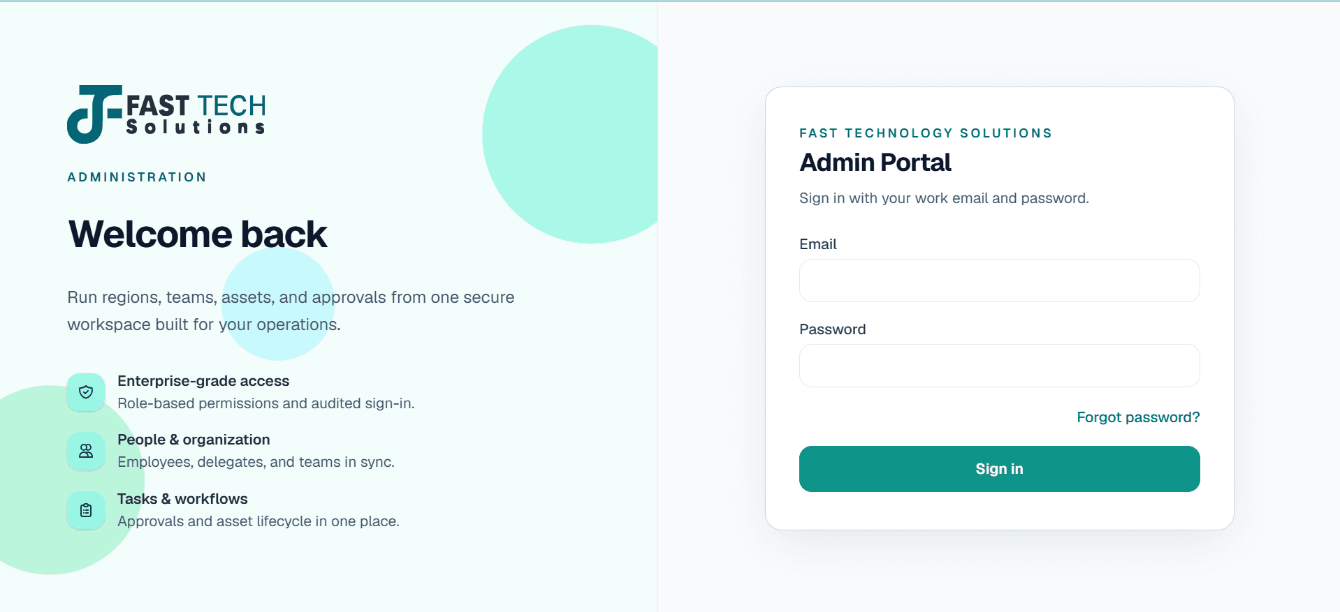 Admin Portal — login